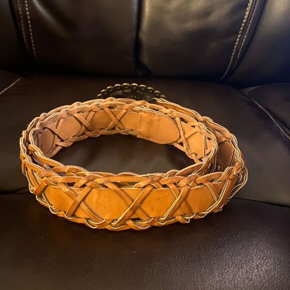 Brown Woven Belt with Gemstone Buckle Size 11-13 - Picture 3 of 6